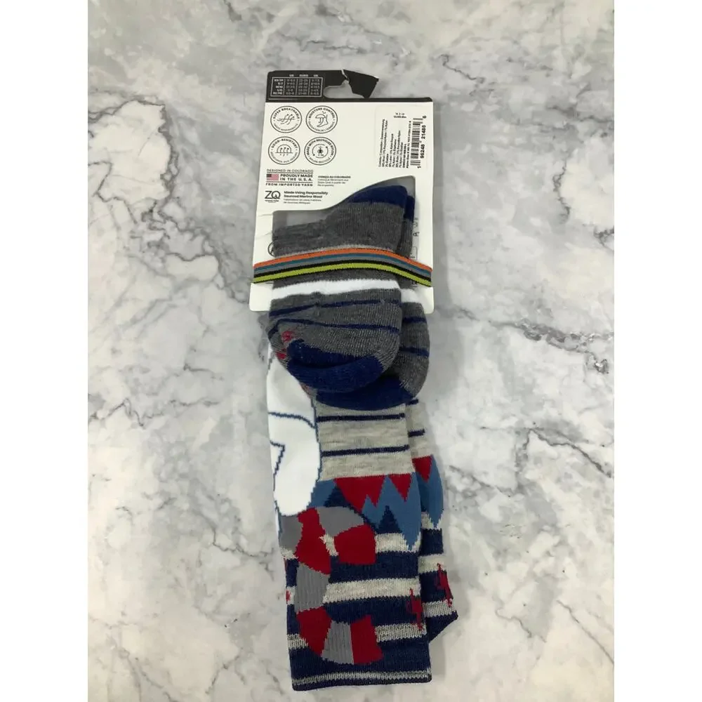 Smartwool Kids Large Blue Wintersport Yeti Pattern Full Cushion OTC Socks L9-39